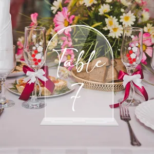 Acrylic arched table number sign for wedding party table decoration and DIY display