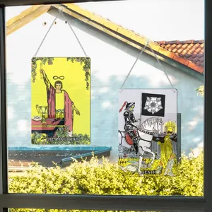 Tarot card window hanging ornament set, aesthetic room decor tarot gifts with chains and hooks.