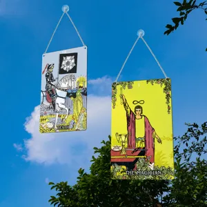 Tarot card window hanging decor crystal suncatcher metal plaque spiritual home wall decor