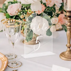 Clear acrylic arch table sign DIY blank wedding place card party table number decor display