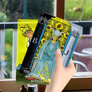 Tarot card metal sign vintage wall plaque home decor window hanging occult art decor item.