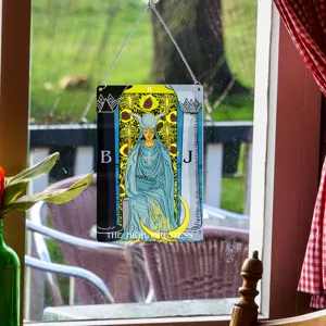 Tarot card window hanging sign decorative metal wall plaque for home room interior decor
