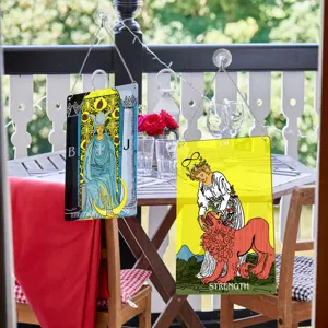 Tarot card window hanging sign, decorative tarot plaque with chain and suction cup for home decor.