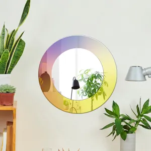Sticker mural miroir acrylique dégradé, art mural décoratif coloré réfléchissant pour salon.