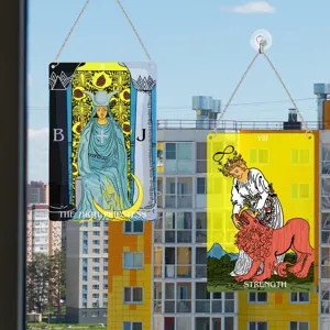 Tarot card hanging sign metal decor witchy window plaque set for home wall decoration