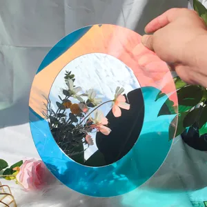 Autocollant mural miroir en acrylique iridescent pour décoration moderne, miroir rond décoratif.