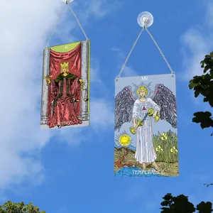 Tarot card window hanging decor crystal suncatcher acrylic wall hanging ornament set two pieces