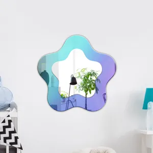 Miroir mural acrylique iridescent forme irrégulière sticker déco maison autocollant