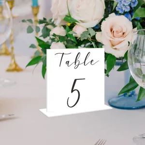 Letrero de número de mesa de acrílico boda fiesta decoración escritorio soporte transparente