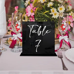 Placa de numero de mesa de acrilico negro para decoracion de fiesta de bodas diy