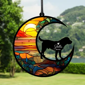 Ακρυλικό αναμνηστικό φεγγάρι suncatcher κατοικιδίων με σιλουέτα σκύλου διακόσμησης.