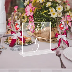 Letrero de número de mesa de boda de acrílico transparente decoración de escritorio
