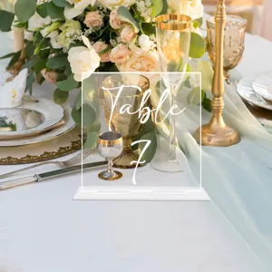 Número de mesa de acrílico transparente para boda soporte de letrero de fiesta recepción