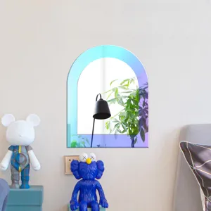 Miroir mural en acrylique iridescent arc auto-adhésif autocollant décoratif maison 1pc