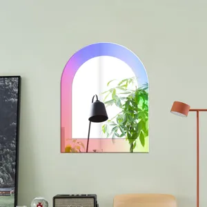 Adhésif mural miroir acrylique coloré en arc, décor mural décoratif maison dégradé.