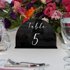Placa de numero de mesa de acrilico negro decoracion de boda expositor de arco mesa 5