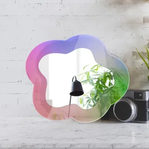 Miroir decoratif en acrylique irise en forme de nuage degrade colore sticker mural maison