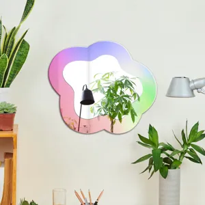 Miroir mural en acrylique iridescent, miroir décoratif autocollant en forme de nuage.