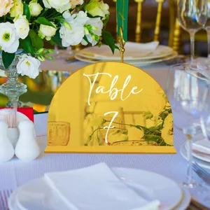 Placa Numero Mesa Acrilico Espejo Oro Arco Decoracion Mesa Boda Soporte Tarjeta