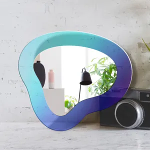 Miroir mural acrylique iridescent degrade irregulier autocollant decoratif maison