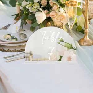 Cartel de número de mesa de acrílico para boda, letrero decorativo de escritorio DIY con base