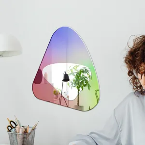 Miroir mural acrylique degrade iridescent autocollant moderne irregular deco murale design
