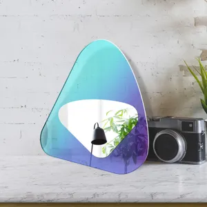 Détails du miroir mural en acrylique dégradé, miroir décoratif irrégulier pour la maison.