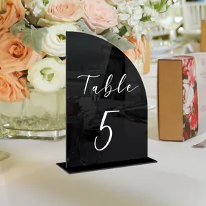 Placa numero mesa arco acrilico negro soporte tarjeta boda decoracion escritorio.