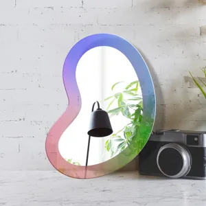 Miroir décoratif en acrylique dégradé irrégulier, autocollant mural esthétique moderne.