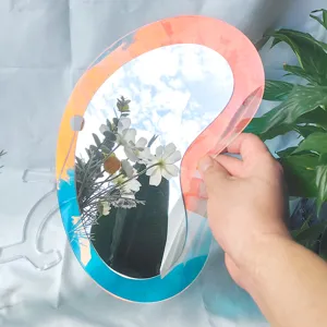 Miroir décoratif en acrylique coloré irrégulier avec bordure dégradée pour mur.