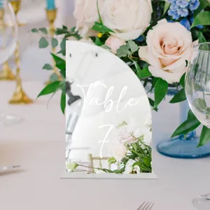 Cartel de número de mesa de boda de acrílico arco con base para decoración de fiesta 1pz