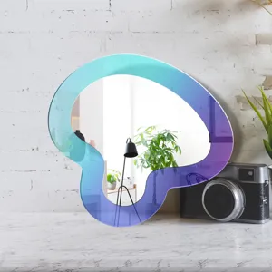 Miroir mural acrylique irisé, autocollant décoratif dégradé pour décoration intérieure.