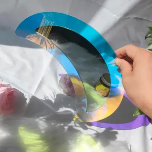Autocollant mural miroir lune en acrylique irisé double couche miroir décoratif pour la maison
