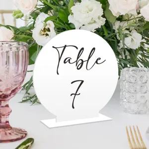 Letrero de número de mesa de acrílico con soporte, decoración de boda fiesta 1pz