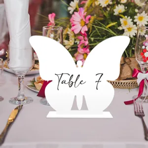 Cartel de número de mesa de mariposa de acrílico para decoración de boda y fiesta.