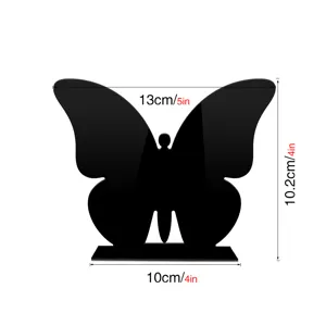Letrero de mesa de mariposa de acrílico negro decoración boda soporte DIY 13x10cm