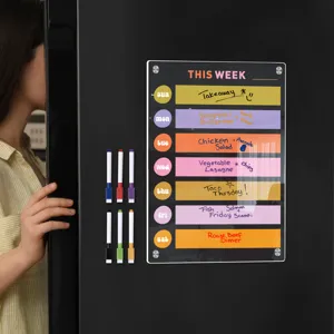 Transparente Acryl Magnet Wochenkalendertafel für Kühlschrank Essensplaner mit Stiften.