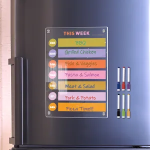 Transparente Acryl magnetische Wochenplaner Tafel für Kühlschrank mit bunten Markern.