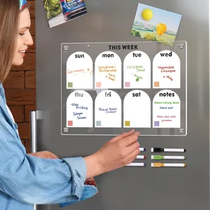 Transparente Acryl magnetische Wochenkalender Tafel für Kühlschrank mit bunten Stiften.