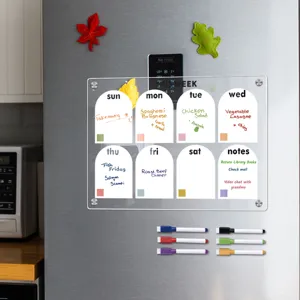 Transparenter Acryl Magnet Wochenkalender für Kühlschrank, wiederbeschreibbarer Planer.