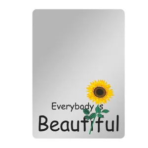 Vista detallada del espejo magnético decorativo para casillero con diseño de girasol y texto.