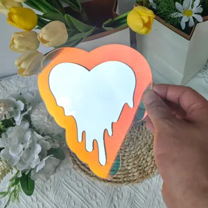 Miroir Décoratif Magnétique Acrylique Irisé Sticker Mural Cœur Fluide Créatif Pour Casier Réfrigérateur Décor