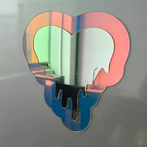 Miroir de casier magnétique iridescent en forme de cœur, décoration chambre tendance.