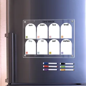 Transparente Acryl Magnet Wochenkalendertafel für Kühlschrank, klarer Terminplaner mit stiften.