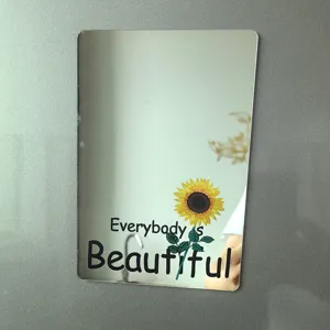 Vista detallada del espejo magnético para taquilla con diseño de girasol y frase inspiradora.