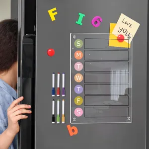 Transparente acryl magnetische wochenkalender planung tafel für kühlschrank mit stiften.