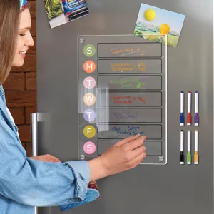 Transparente Acryl Magnet Wochenplanertafel für den Kühlschrank, wiederbeschreibbarer Kalender.
