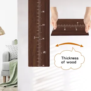 Adhesivo de pared de madera para crecimiento infantil, regla de medición precisa de altura.