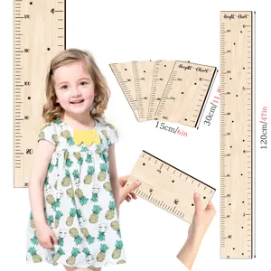 Medidor de altura de madera para niños, regla de medición de crecimiento con estrellas.