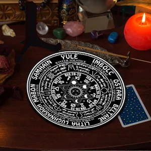 Wheel of the Year wooden calendar plaque pagan altar mat witchcraft desktop decor ornament